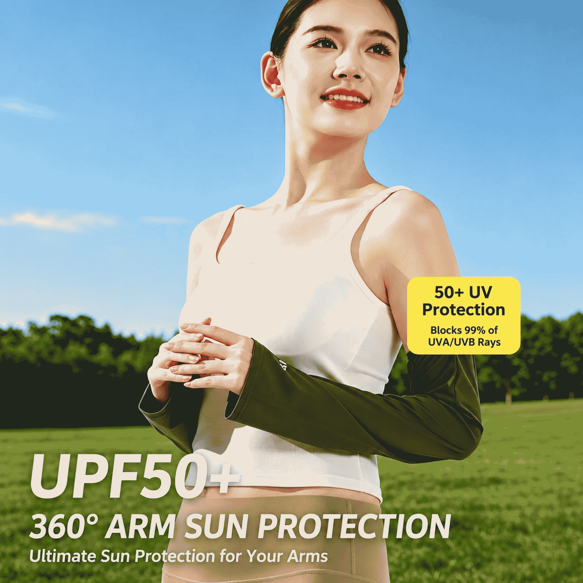 Ice Silk Sun Protection Arm sleeves, Ice Sleeves UPF50 + UV protection, breathable arm sleeves for outdoor driving and cycling