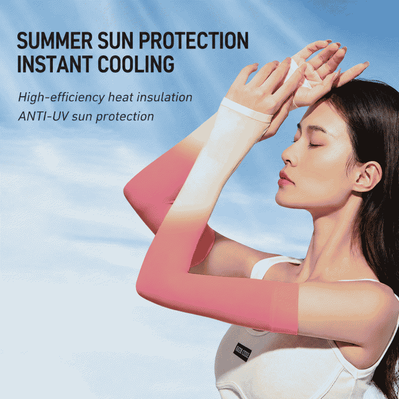 Summer outdoor sunscreen gradient-colored arm protector and ice silk sleeve cover, breathable and UV-resistant, finger and thumb style