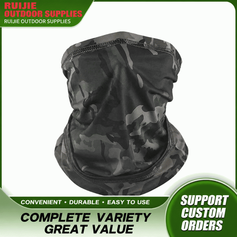 Camouflage ice silk mask, sun protection, ice sleeve, neck scarf, windproof and dust-proof combination sleeve, tactical neck protection, cycling mask