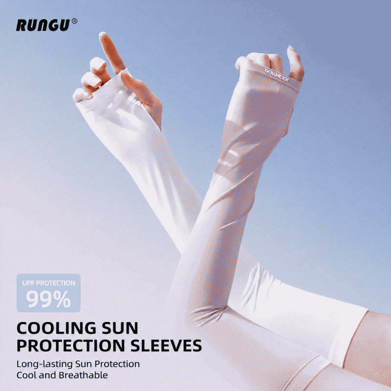 Summer ice silk sunscreen sleeve cover for women, outdoor cycling, sunshade, UV protection, driving, breathable, ice sleeve cover with extended fingers