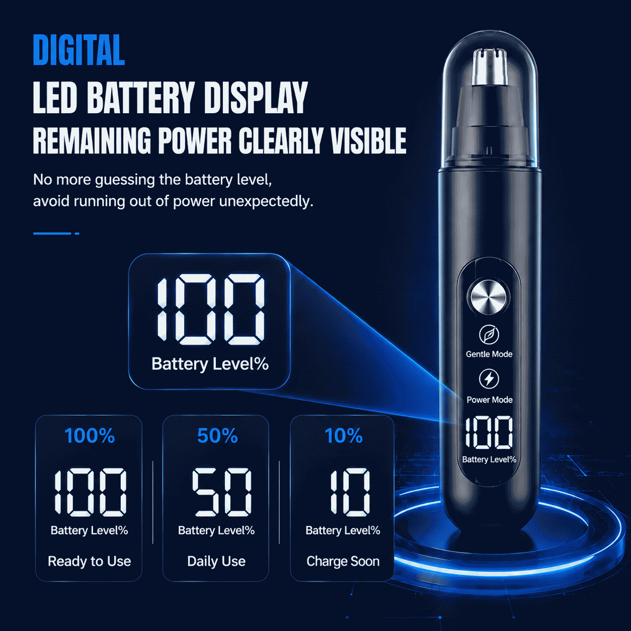 Electric nose hair trimmer for men, dual-mode nose hair trimmer, large screen digital display, A16