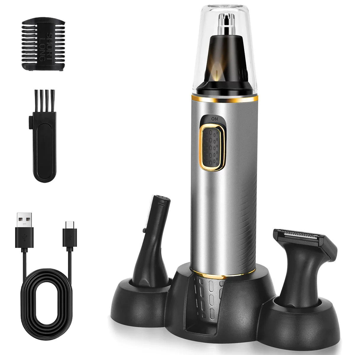 Cross-border three-in-one electric nasal hair trimmer, men's charging nasal hair cutter, nasal hair cleaning and trimming device