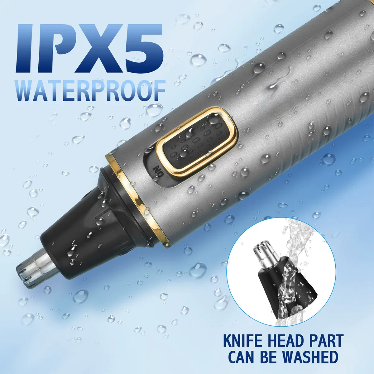 Cross-border three-in-one electric nasal hair trimmer, men's charging nasal hair cutter, nasal hair cleaning and trimming device