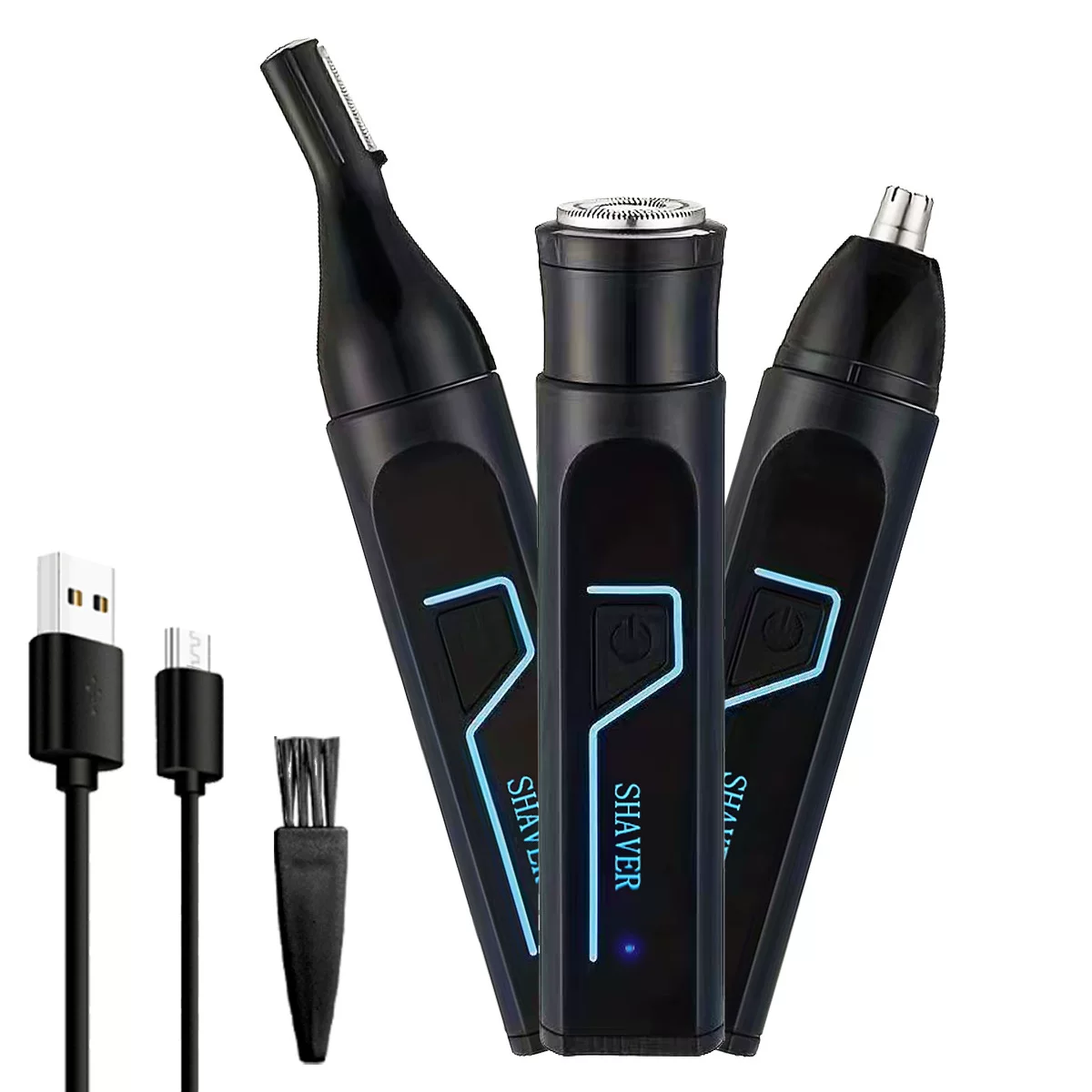 Cross-border new product: Three-in-one electric nasal hair trimmer, men's nasal hair remover, men's multi-functional nasal hair trimming device