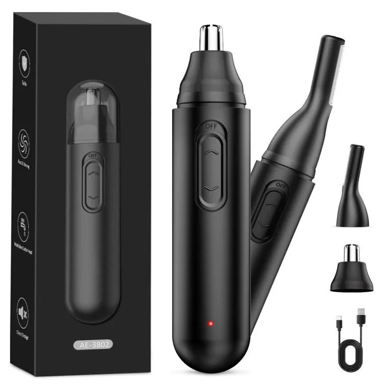 The new cross-border English 2-in-1 nasal hair trimmer, an electric waterproof nasal hair trimmer, is a perfect tool for trimming nasal hair