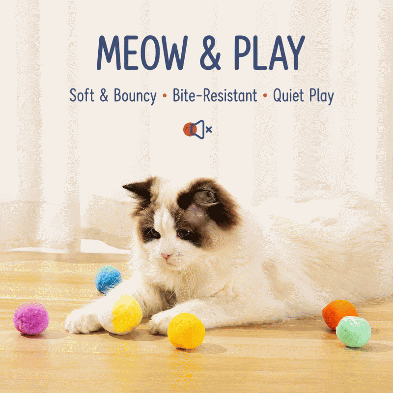 Cat toy balls, self-entertaining and boring gadgets, cat teaser sticks, biting silent balls, elastic little plush balls, teething cat products