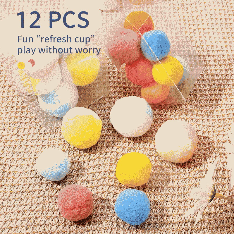 Cat toy balls, self-entertaining and boring gadgets, cat teaser sticks, biting silent balls, elastic little plush balls, teething cat products