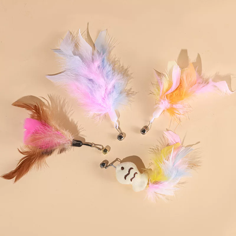Cat toy replacement head bell feather cat self-entertainment toys, cat toy accessories, cat toys, pet supplies wholesale