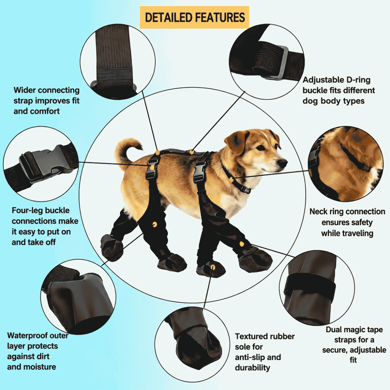 Pet supplies: dog shoes, anti-slip, waterproof, outdoor dog shoes, no heel slipping, soft sole, foot covers, comfortable for all seasons