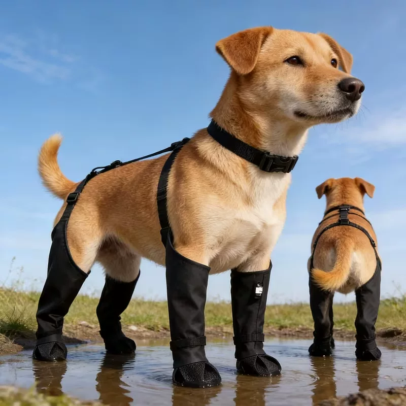 Cross-border pet supplies: Dog shoes are anti-slip and waterproof. When going out, the dog shoes do not fall off. Soft-soled toe boots are comfortable all year round