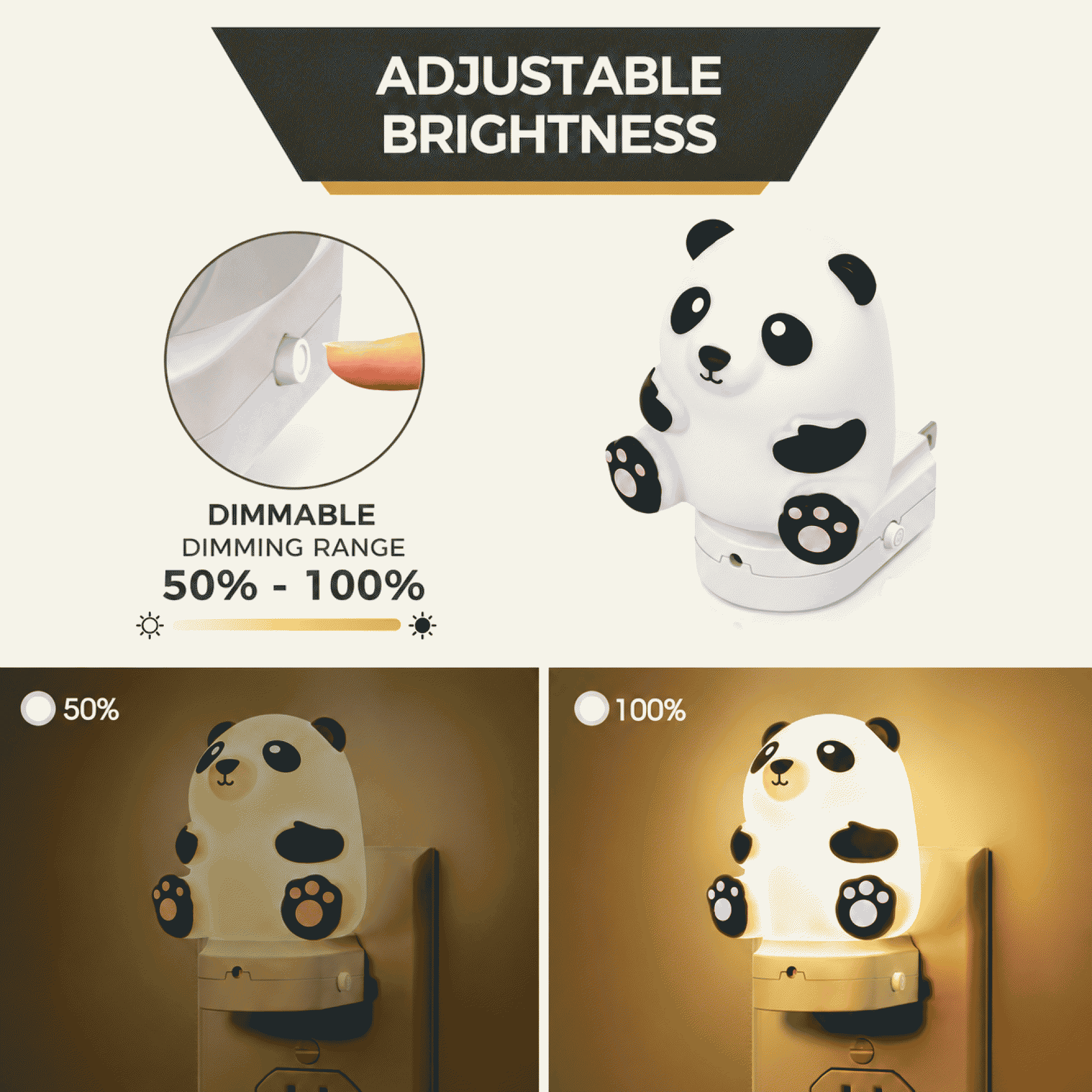 RGB color light night light GY101 plug-in creative small panda vinyl children's bedroom bedside light control sensor light