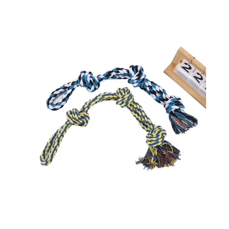 Wholesale of cross-border dog teething and biting cotton rope toys, small, medium and large dog entertainment and interactive tug-of-war pet dog biting rope