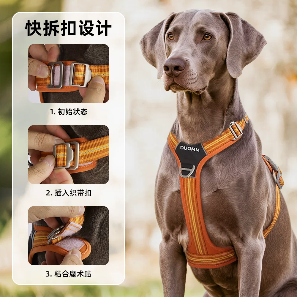 Cross-border dog leashes, explosion-proof pet chest and back straps, outdoor reflective and wear-resistant duplex dog straps, large dog chest and back straps