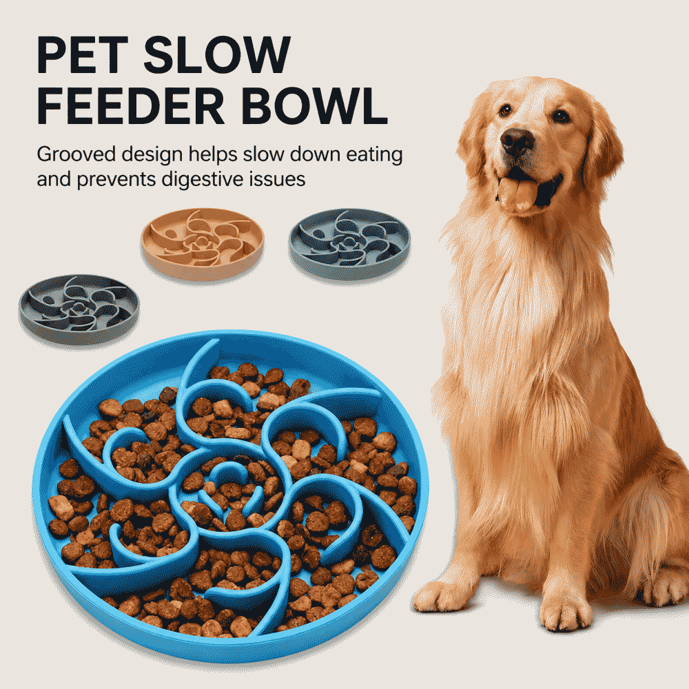 Silicone slow-feeding bowl, anti-choking pet feeding utensil, with anti-slip and anti-overturning bottom, suitable for small to medium-sized dogs and cats