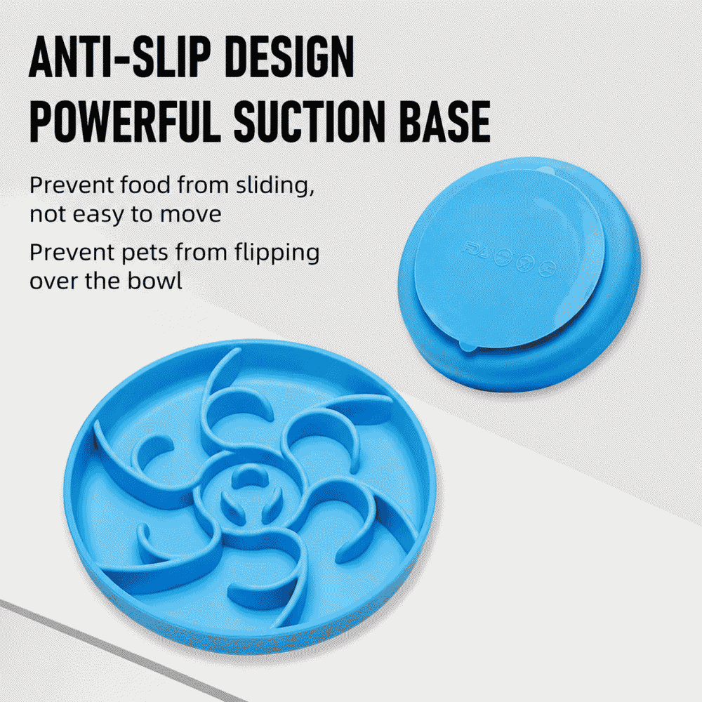 Silicone slow-feeding bowl, anti-choking pet feeding utensil, with anti-slip and anti-overturning bottom, suitable for small to medium-sized dogs and cats