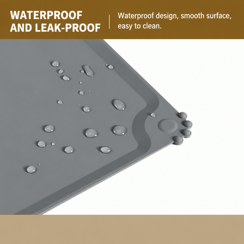 Food-grade silicone pet feeding mat, spill-proof, water-resistant, slip-resistant, multiple specifications for cats and dogs