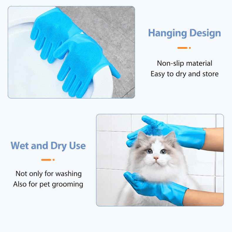Pet bathing gloves, dog grooming tool, bathing brush, teddy bear, plastic, anti-scratch, silicone