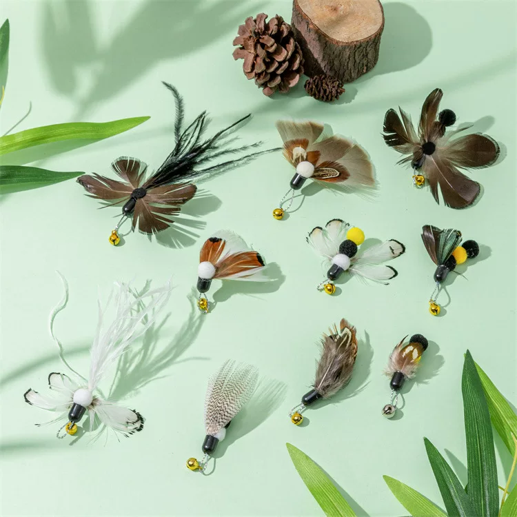 New cat toy stick simulation insect replacement head small flying insect cat toy stick pet supplies wholesale from cat toy manufacturers