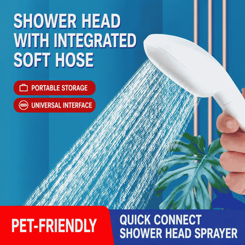 Pet shower head, pet cleaning and grooming supplies, animal shower quick connector nozzle, simple shower head