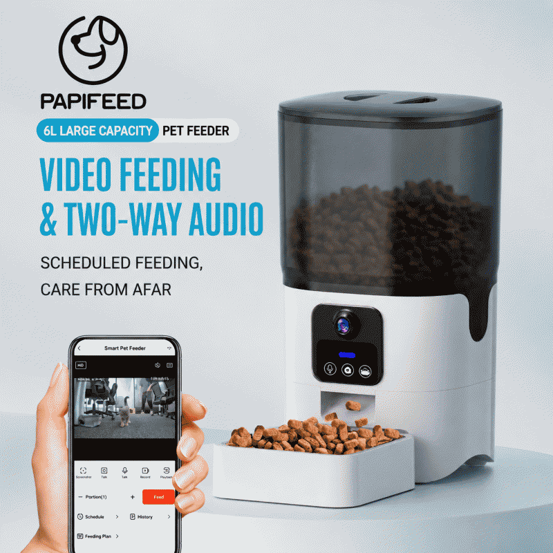 Pet intelligent feeder, wifi fully automatic cat and dog food timed and quantified feeding machine, remote video feeding device