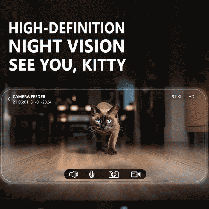 Pet intelligent feeder, wifi fully automatic cat and dog food timed and quantified feeding machine, remote video feeding device