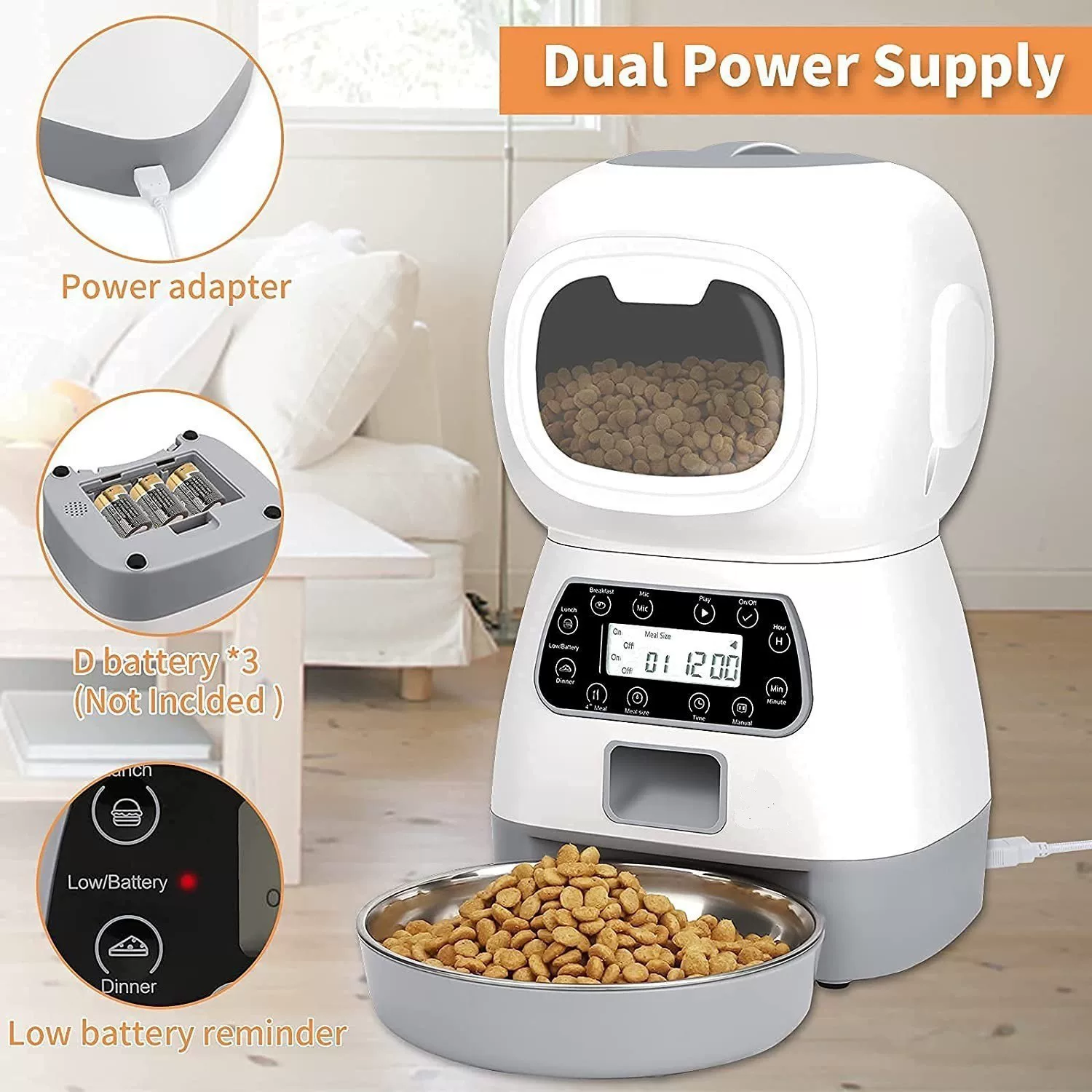 Cross-border bestseller 3.5L Elf Pet Smart Feeder, wifi automatic timing remote quantitative feeder