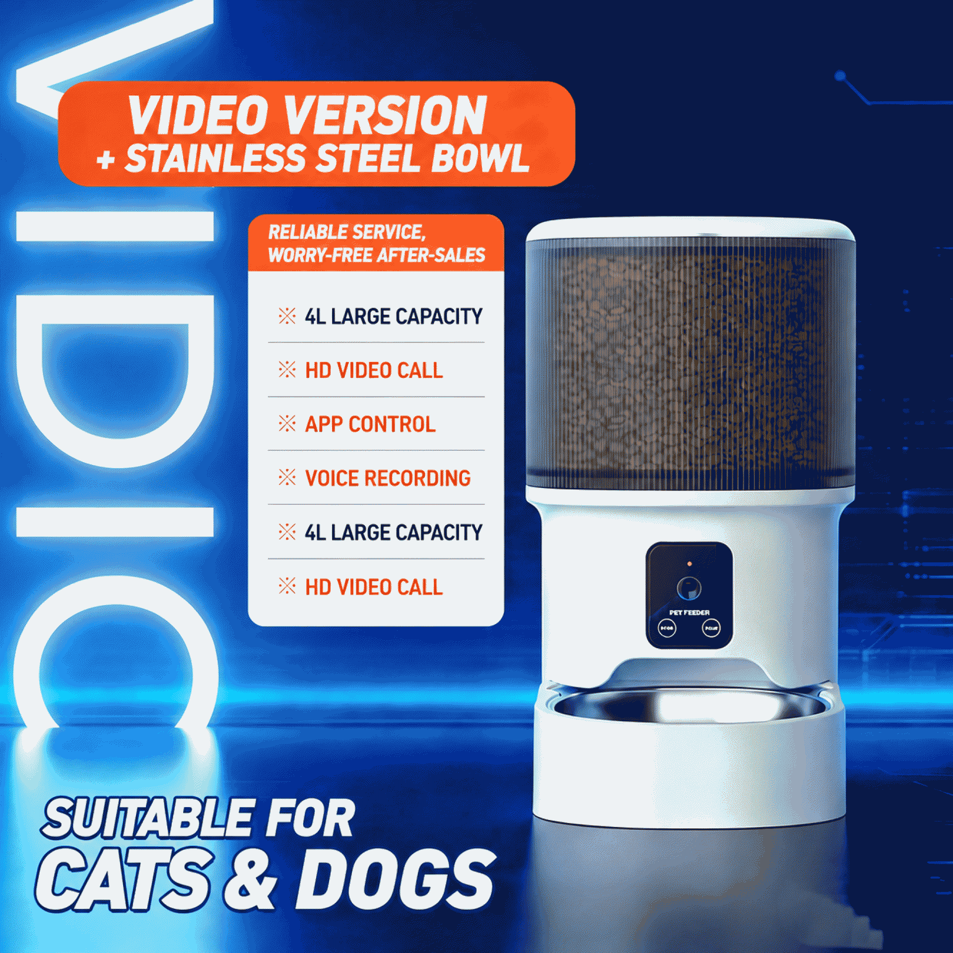 Cat pet intelligent timed and quantified feeding device, cat food feeder, large-capacity pet intelligent automatic feeder