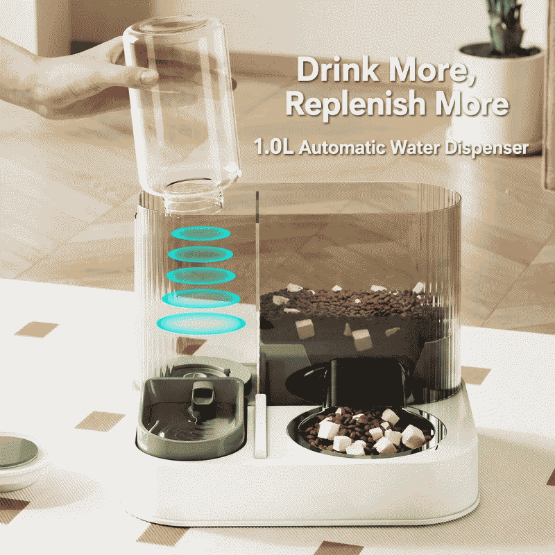 Cat bowl, pet bowl, automatic cat feeder, no food leakage, double bowl cat basin, two-in-one feeding basin, food grade