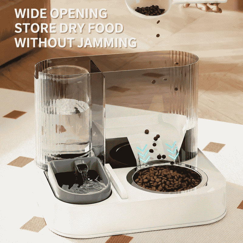 Cat bowl, pet bowl, automatic cat feeder, no food leakage, double bowl cat basin, two-in-one feeding basin, food grade