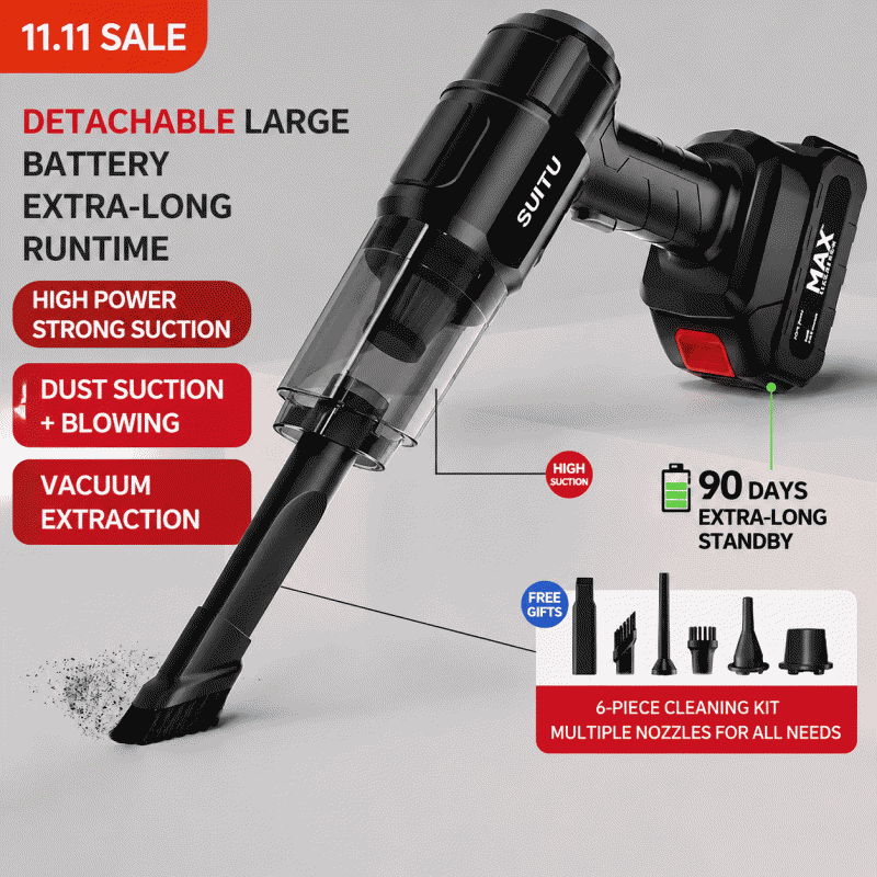 Car vacuum cleaner, wireless high suction power, rechargeable handheld blowing and suction all-in-one machine, super strong suction power, suitable for both home and car use