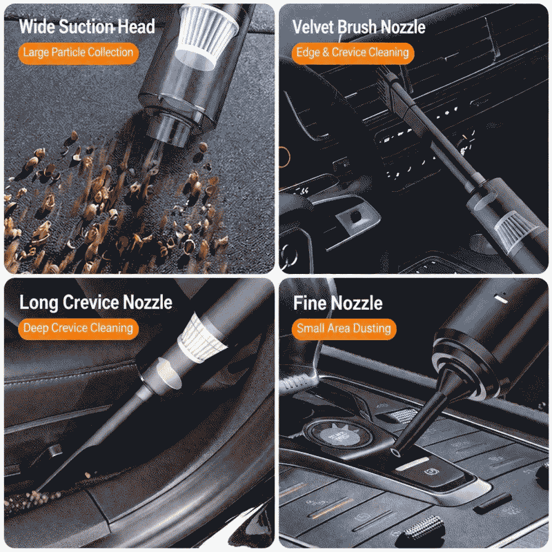 Car vacuum cleaner, handheld and car-compatible, wireless, super strong and powerful suction, high-power, suitable for home and car use, wireless