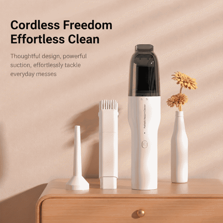 Car-mounted handheld vacuum cleaner with wireless charging, suitable for household use, featuring small size, strong suction power, and dual-purpose of blowing air, suitable for cars