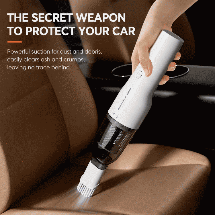 Car-mounted handheld vacuum cleaner with wireless charging, suitable for household use, featuring small size, strong suction power, and dual-purpose of blowing air, suitable for cars