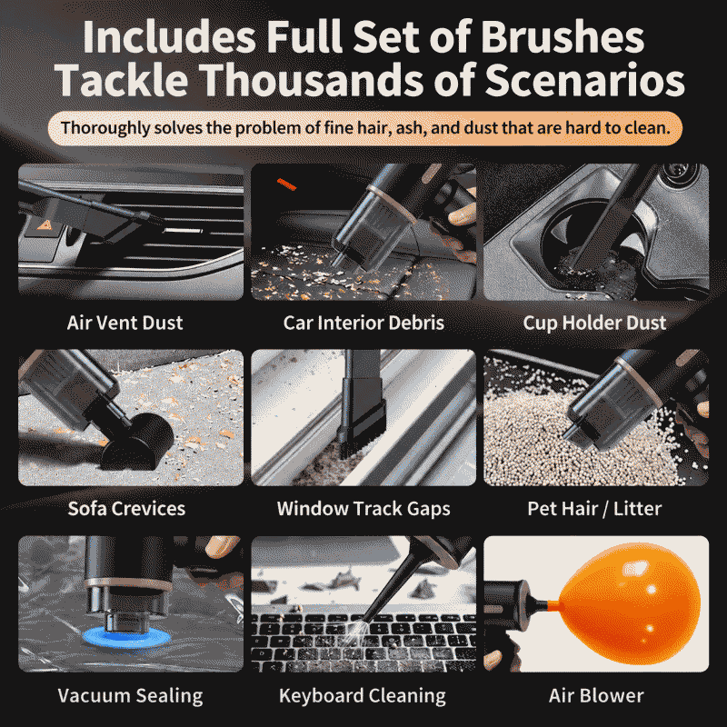 Blowing and suction integrated car vacuum cleaner, mini dust collector for both home and car use, high suction power wireless handheld portable vacuum cleaner