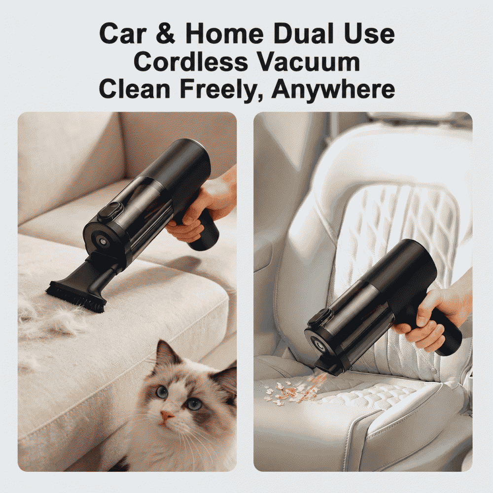 Wireless handheld car vacuum cleaner with super suction power, a brushless high-power vacuum cleaner for both car and home use
