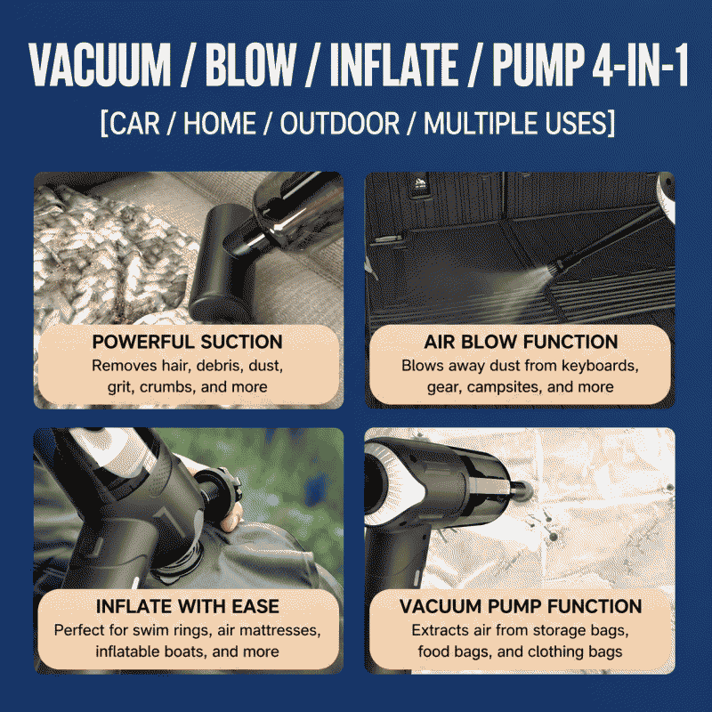 Car vacuum cleaner, wireless brushless, high-power, two-speed adjustable, suction and blowing integrated, portable handheld mini for both home and car use