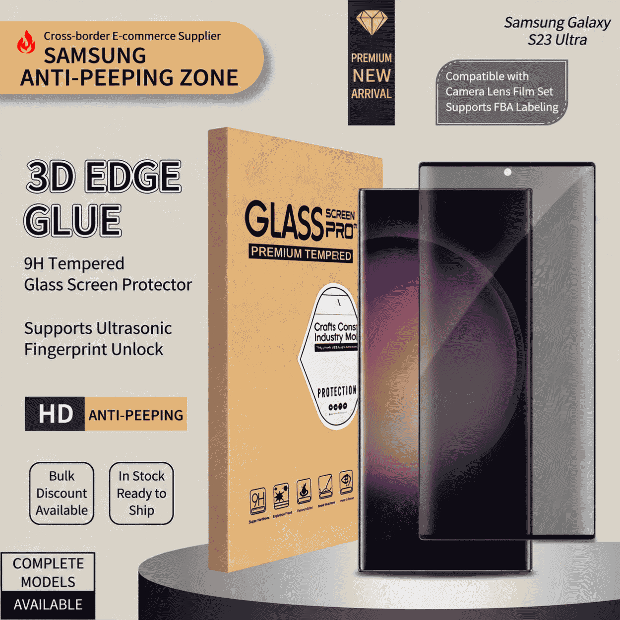 Samsung S25 Ultra privacy-protecting tempered film, S24+ edge glue fingerprint unlock, Note20 phone film