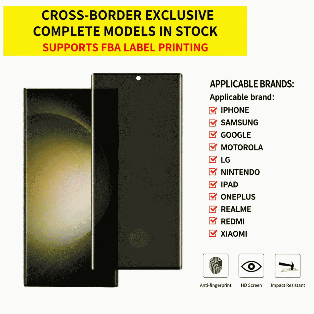 Samsung S25 Ultra privacy-protecting tempered film, S24+ edge glue fingerprint unlock, Note20 phone film