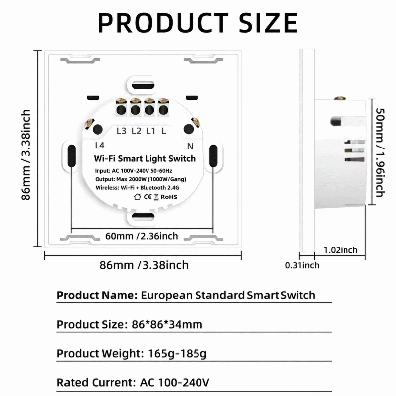 WiFi European standard touch switch, graffiti smart tempered glass panel, Alexa voice control, timing setting