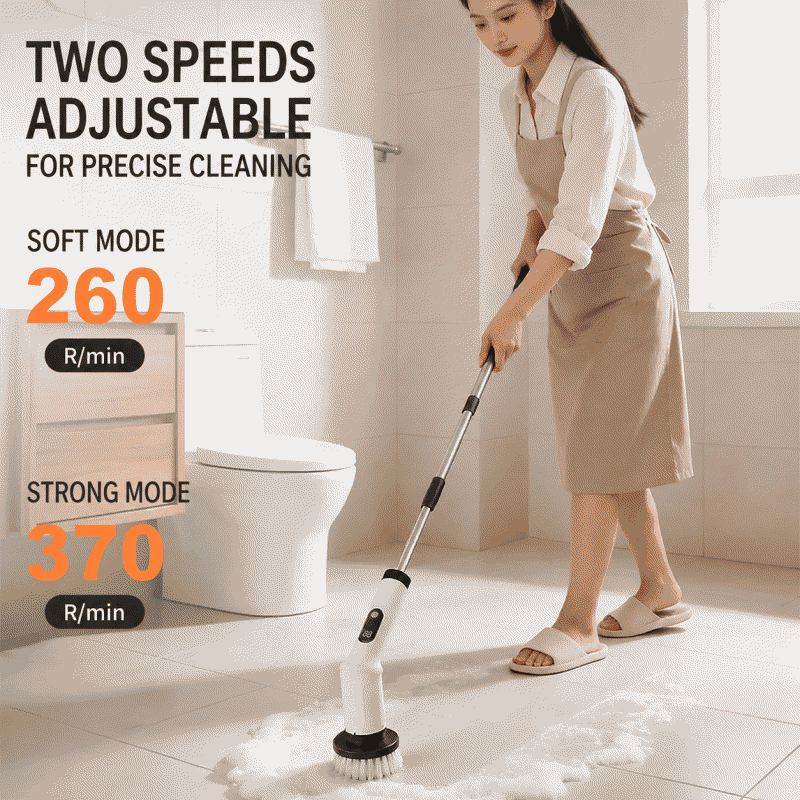 Digital display electric cleaning brush, 9-in-1 multi-functional household handheld wireless cleaning brush, retractable, suitable for both long and short use