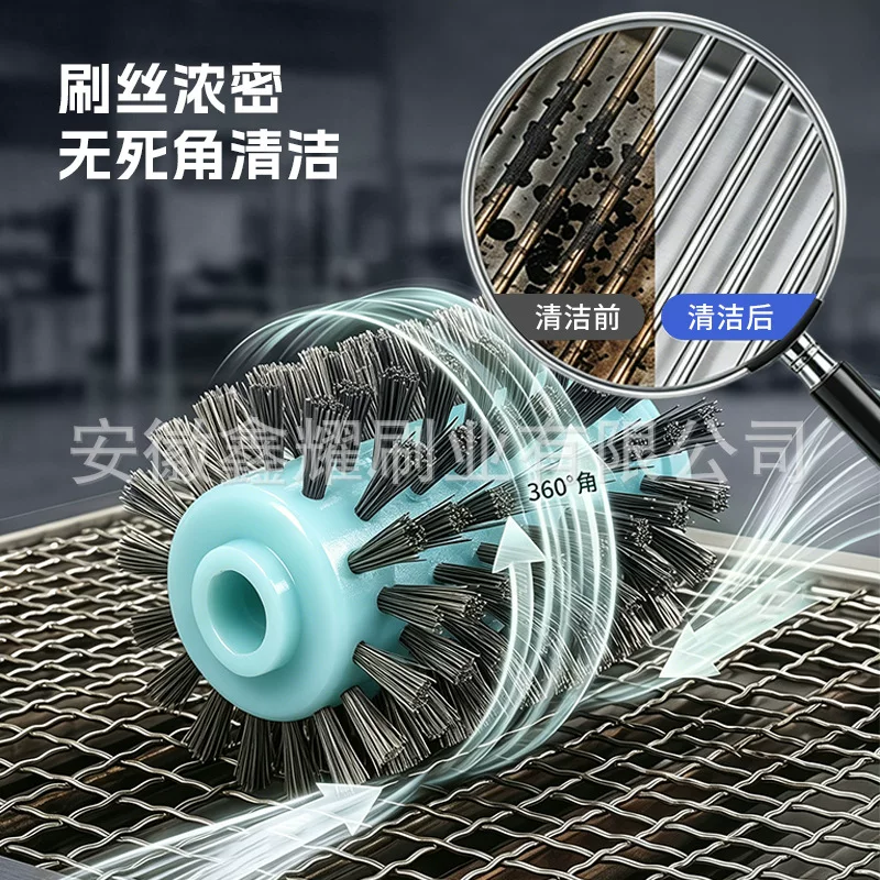 Stainless steel wire barbecue brush replacement brush head high-temperature resistant outdoor barbecue grill BBQ electric grill cleaning brush accessories