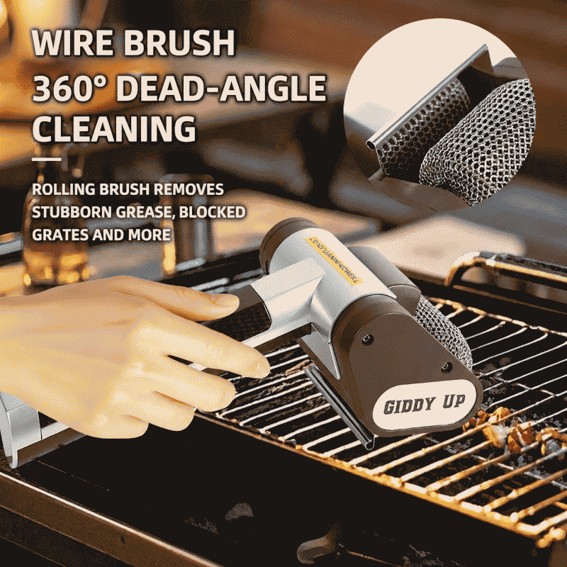 Barbecue brush, electric stainless steel roller, barbecue grill cleaner, brush, rechargeable, washable, portable