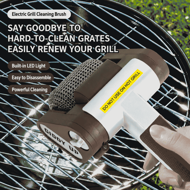 Barbecue brush, electric stainless steel roller, barbecue grill cleaner, brush, rechargeable, washable, portable