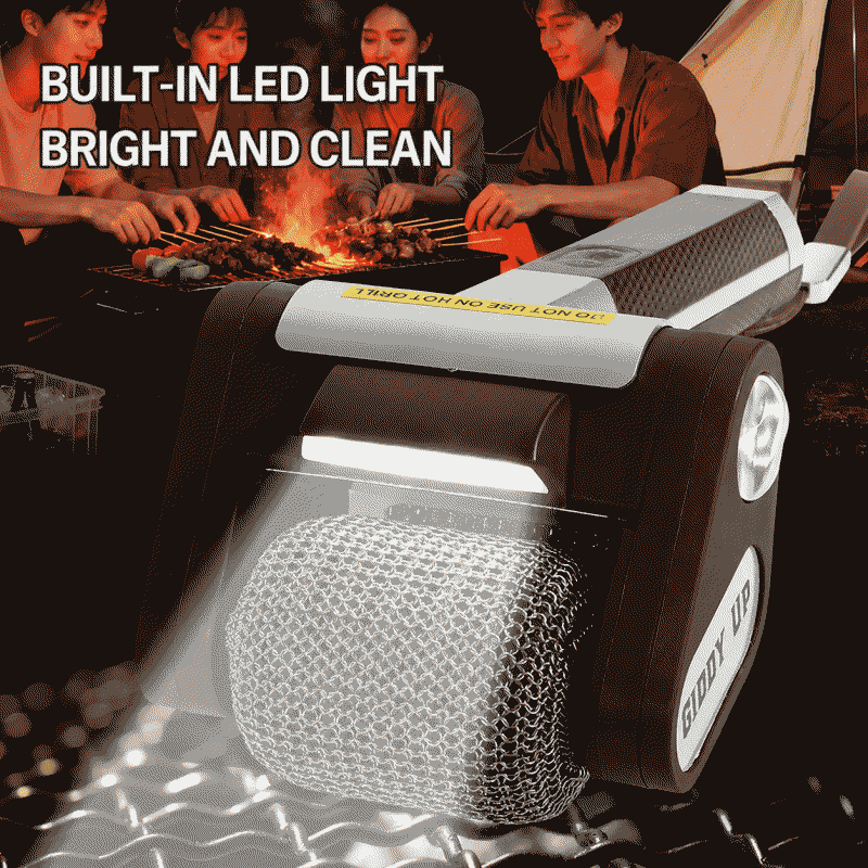 Barbecue brush, electric stainless steel roller, barbecue grill cleaner, brush, rechargeable, washable, portable