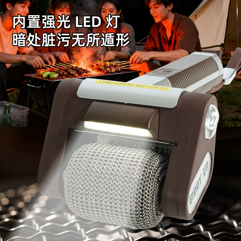 Cross-border bestseller: Electric stainless steel roller barbecue grill cleaner brush, rechargeable, washable and portable
