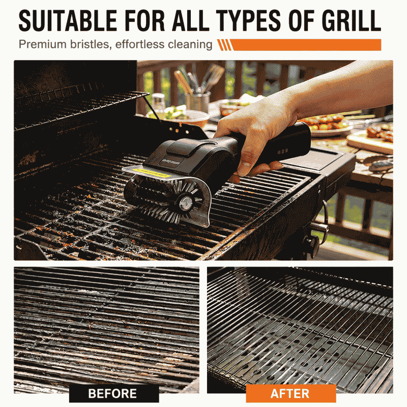 Electric barbecue grill cleaning brush, stainless steel roller barbecue brush, oven handheld cleaning, charging grill cleaning wonder