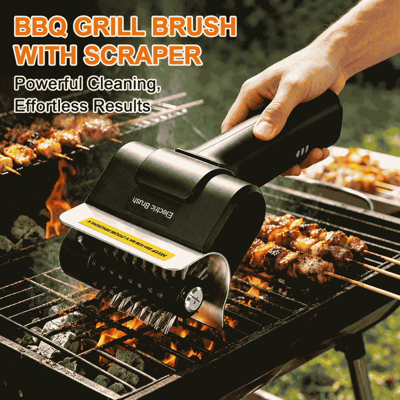 Electric barbecue grill cleaning brush, stainless steel roller barbecue brush, oven handheld cleaning, charging grill cleaning wonder