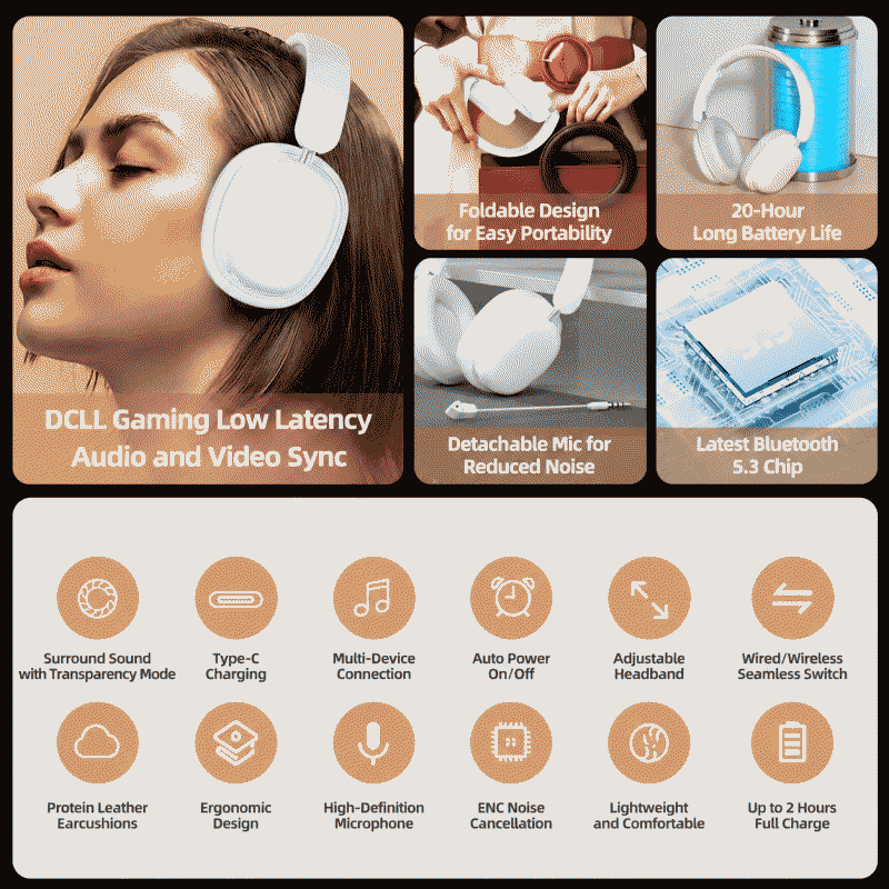 New popular wireless headphones, head-mounted Bluetooth gaming headphones, high-capacity brand ear mics