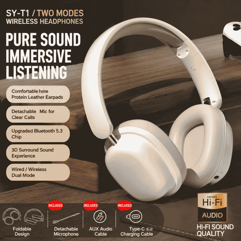 New popular wireless headphones, head-mounted Bluetooth gaming headphones, high-capacity brand ear mics