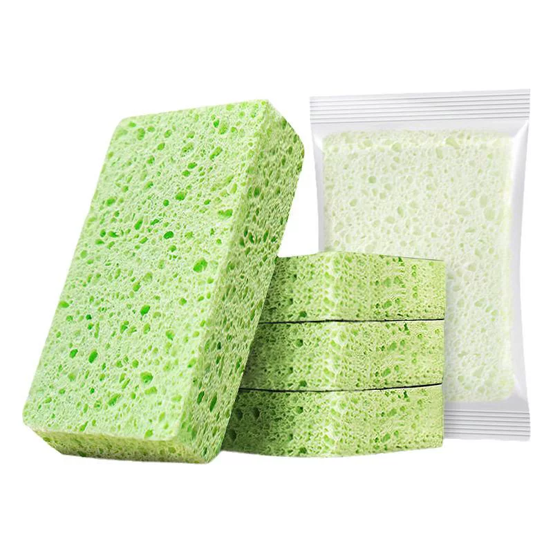Kitchen natural wood pulp cotton double-sided sponge for scrubbing dishes, magic brush for washing dishes and POTS, kitchen degreasing and cleaning dishcloth